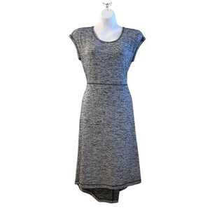 NWT T by Talbots Heather Grey and Black Midi Dress Size Small